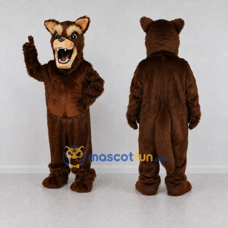 Custom Brown and Tan Wolf Mascot Costume Adult Full Body Suit for Sports Events Custom Brown and Tan Wolf Mascot Costume Adult Full Body Suit for Sports Events