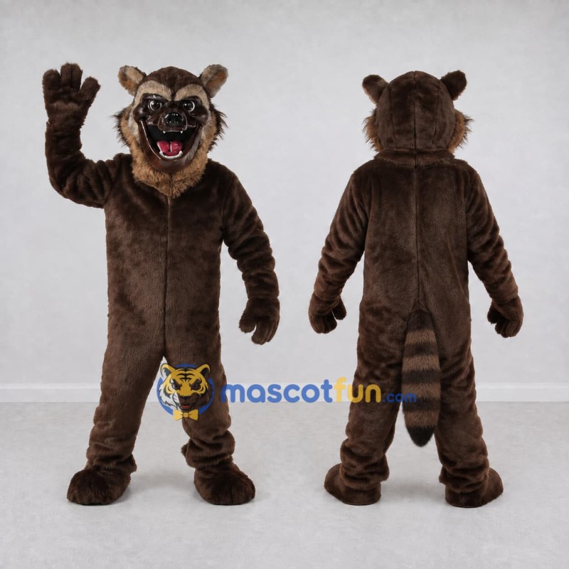 Custom Brown Gray and Black Raccoon Mascot Costume Adult Full Body Suit for Sports Events