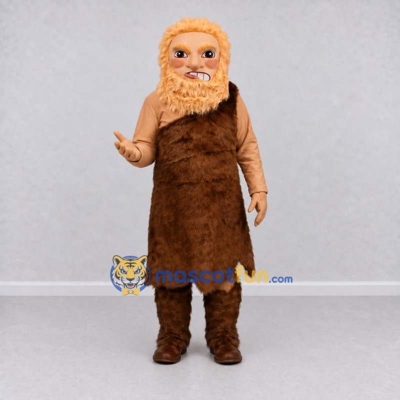 Custom Brown and Tan Caveman Mascot Costume Adult Full Body Suit for Prehistoric Events Custom Brown and Tan Caveman Mascot Costume Adult Full Body Suit for Prehistoric Events
