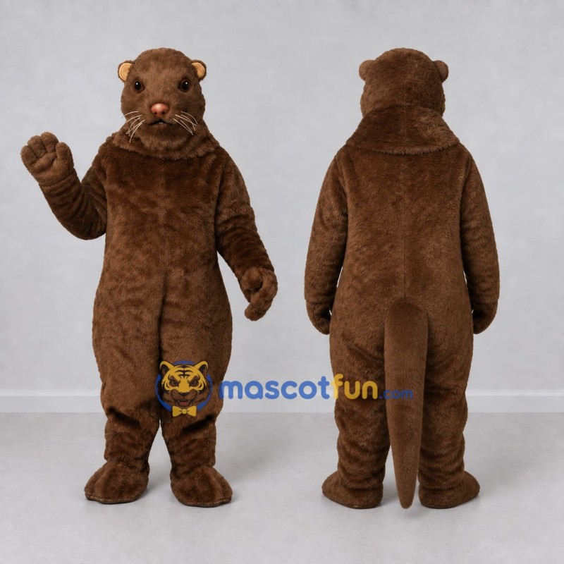 Custom Brown Otter Mascot Costume Adult Full Body Suit for Aquatic Events Custom Brown Otter Mascot Costume Adult Full Body Suit for Aquatic Events