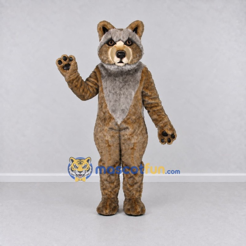 Custom Gray Brown and Black Raccoon Mascot Costume Adult Full Body Suit for Wildlife Events Custom Gray Brown and Black Raccoon Mascot Costume Adult Full Body Suit for Wildlife Events