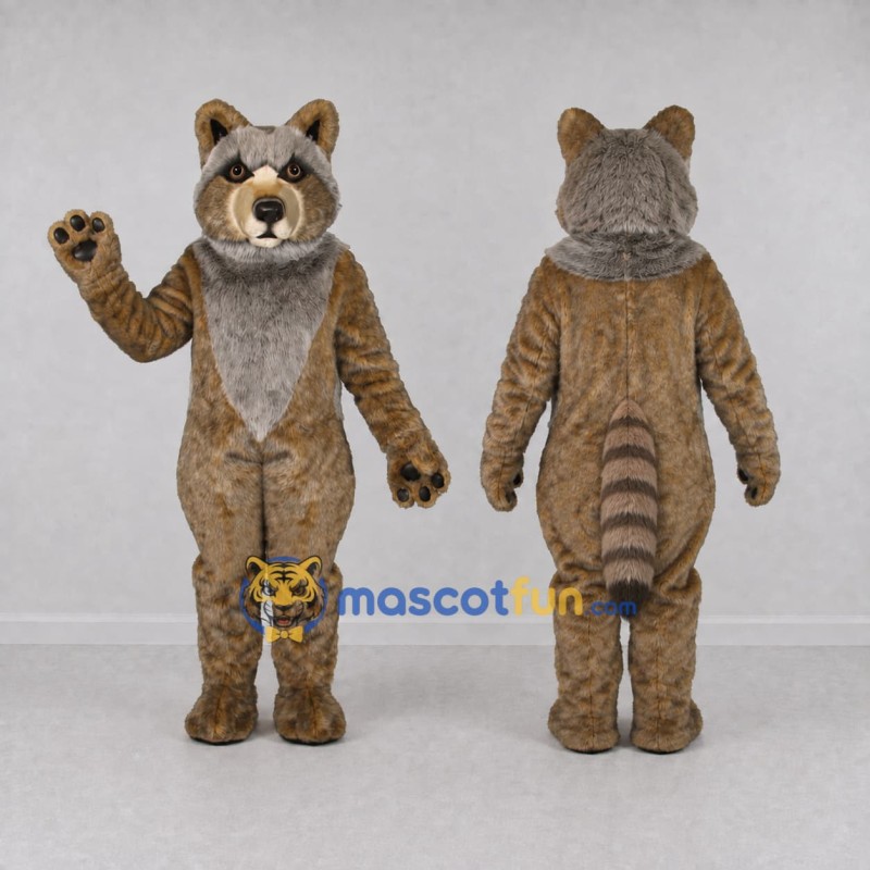 Custom Gray Brown and Black Raccoon Mascot Costume Adult Full Body Suit for Wildlife Events Custom Gray Brown and Black Raccoon Mascot Costume Adult Full Body Suit for Wildlife Events