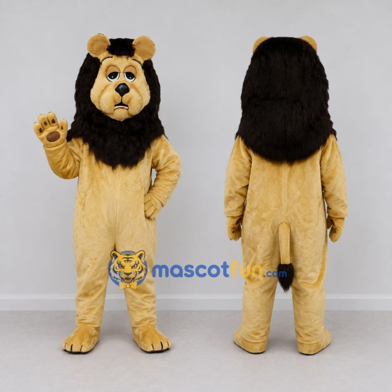 Custom Golden Tan and Black Lion Mascot Costume Adult Full Body Suit for Wildlife Events Custom Golden Tan and Black Lion Mascot Costume Adult Full Body Suit for Wildlife Events