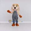 Custom Cream and Blue Dog Mascot Costume Adult Full Body Suit for Farm Events Custom Cream and Blue Dog Mascot Costume Adult Full Body Suit for Farm Events