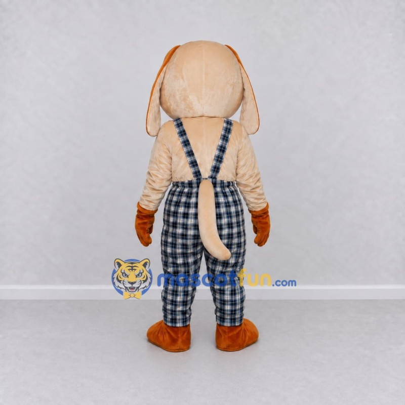 Custom Cream and Blue Dog Mascot Costume Adult Full Body Suit for Farm Events Custom Cream and Blue Dog Mascot Costume Adult Full Body Suit for Farm Events