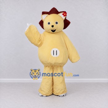 Custom Pale Yellow and Burgundy Lion Mascot Costume Adult Full Body Suit for Children's Events Custom Pale Yellow and Burgundy Lion Mascot Costume Adult Full Body Suit for Children's Events