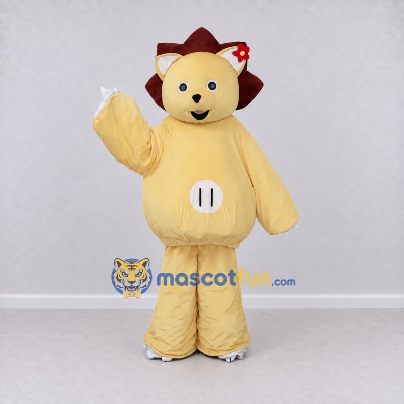 Custom Pale Yellow and Burgundy Lion Mascot Costume Adult Full Body Suit for Children's Events Custom Pale Yellow and Burgundy Lion Mascot Costume Adult Full Body Suit for Children's Events