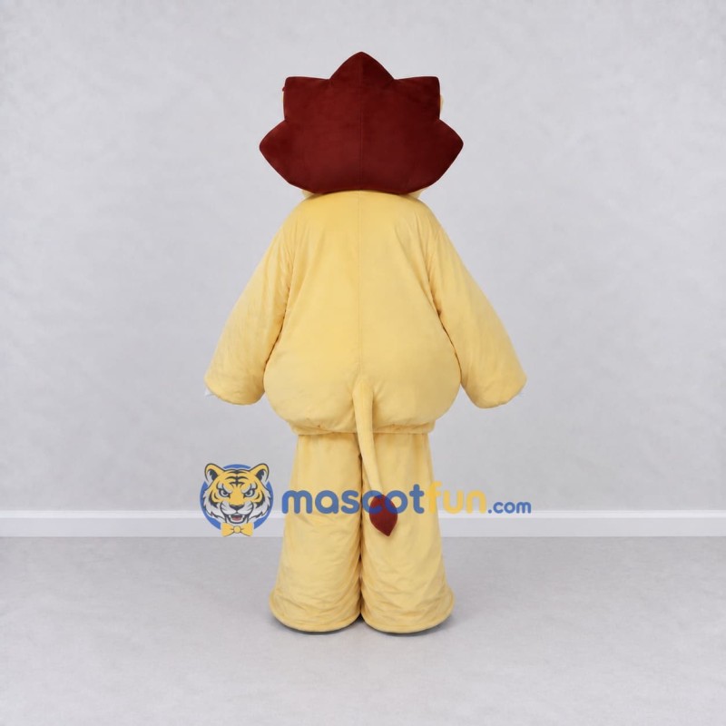 Custom Pale Yellow and Burgundy Lion Mascot Costume Adult Full Body Suit for Children's Events Custom Pale Yellow and Burgundy Lion Mascot Costume Adult Full Body Suit for Children's Events