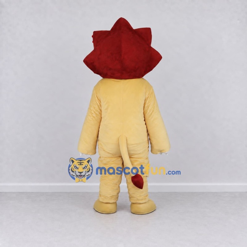 Custom Pale Yellow and Burgundy Lion Mascot Costume Adult Full Body Suit for Children's Events Custom Pale Yellow and Burgundy Lion Mascot Costume Adult Full Body Suit for Children's Events