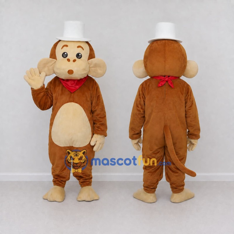 Custom Brown and White Chef Monkey Mascot Costume Adult Full Body Suit for Food Festivals Custom Brown and White Chef Monkey Mascot Costume Adult Full Body Suit for Food Festivals