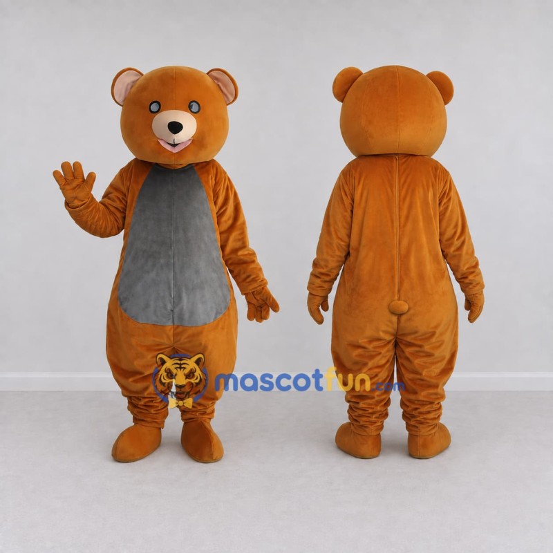 Custom Orange Brown and Gray Teddy Bear Mascot Costume Adult Full Body Suit for Children's Events Custom Orange Brown and Gray Teddy Bear Mascot Costume Adult Full Body Suit for Children's Events