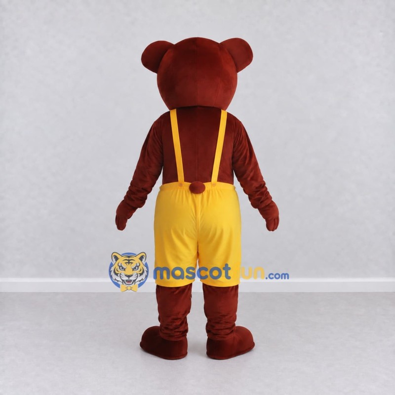 Custom Burgundy and Yellow Bear Mascot Costume Adult Full Body Suit for Children's Events
