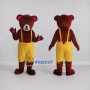 Custom Burgundy and Yellow Bear Mascot Costume Adult Full Body Suit for Children's Events