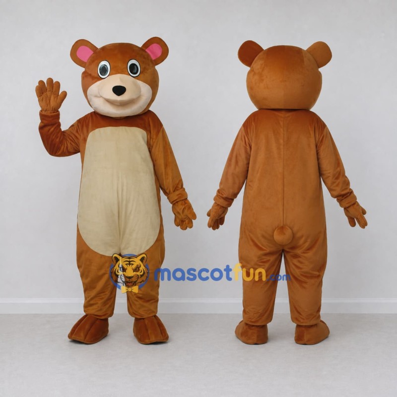 Custom Golden Brown and Cream Teddy Bear Mascot Costume Adult Full Body Suit for Children's Events