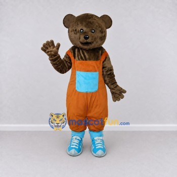 Custom Brown Orange and Blue Bear Mascot Costume Adult Full Body Suit for Children's Events