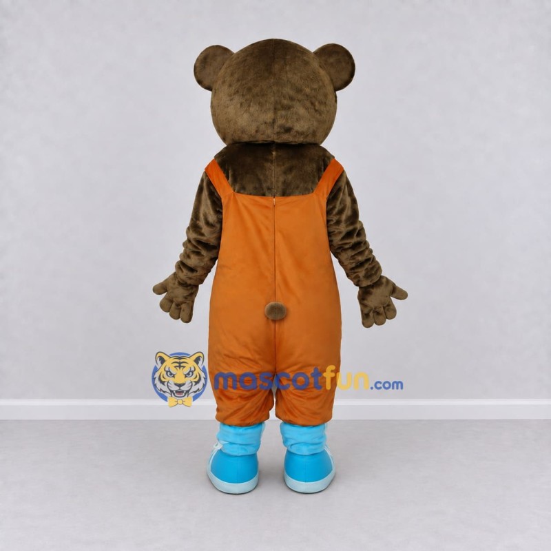 Custom Brown Orange and Blue Bear Mascot Costume Adult Full Body Suit for Children's Events