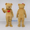 Custom Golden Tan and Red Teddy Bear Mascot Costume Adult Full Body Suit for Children's Events Custom Golden Tan and Red Teddy Bear Mascot Costume Adult Full Body Suit for Children's Events