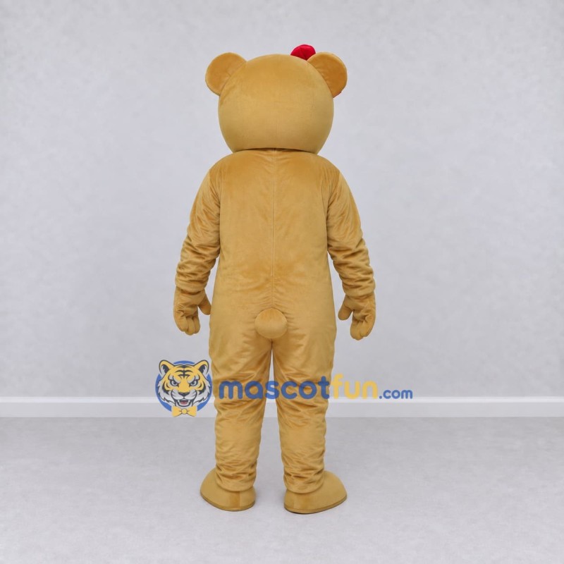 Custom Golden Tan and Red Teddy Bear Mascot Costume Adult Full Body Suit for Children's Events Custom Golden Tan and Red Teddy Bear Mascot Costume Adult Full Body Suit for Children's Events