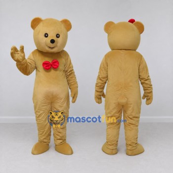 Custom Golden Tan and Red Teddy Bear Mascot Costume Adult Full Body Suit for Children's Events