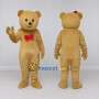 Custom Golden Tan and Red Teddy Bear Mascot Costume Adult Full Body Suit for Children's Events