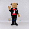Custom Beige Black and Red Tuxedo Bear Mascot Costume Adult Full Body Suit for Themed Events Custom Beige Black and Red Tuxedo Bear Mascot Costume Adult Full Body Suit for Themed Events
