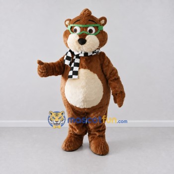 Custom Brown and Cream Otter Mascot Costume Adult Full Body Suit for School Events Custom Brown and Cream Otter Mascot Costume Adult Full Body Suit for School Events