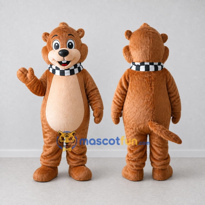 Custom Brown and Tan Otter Mascot Costume Adult Full Body Suit for School Events Custom Brown and Tan Otter Mascot Costume Adult Full Body Suit for School Events