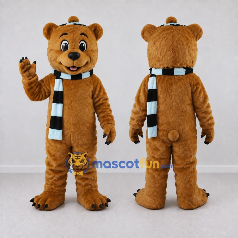 Custom Golden Brown Black and White Bear Mascot Costume Adult Full Body Suit for Winter Events Custom Golden Brown Black and White Bear Mascot Costume Adult Full Body Suit for Winter Events