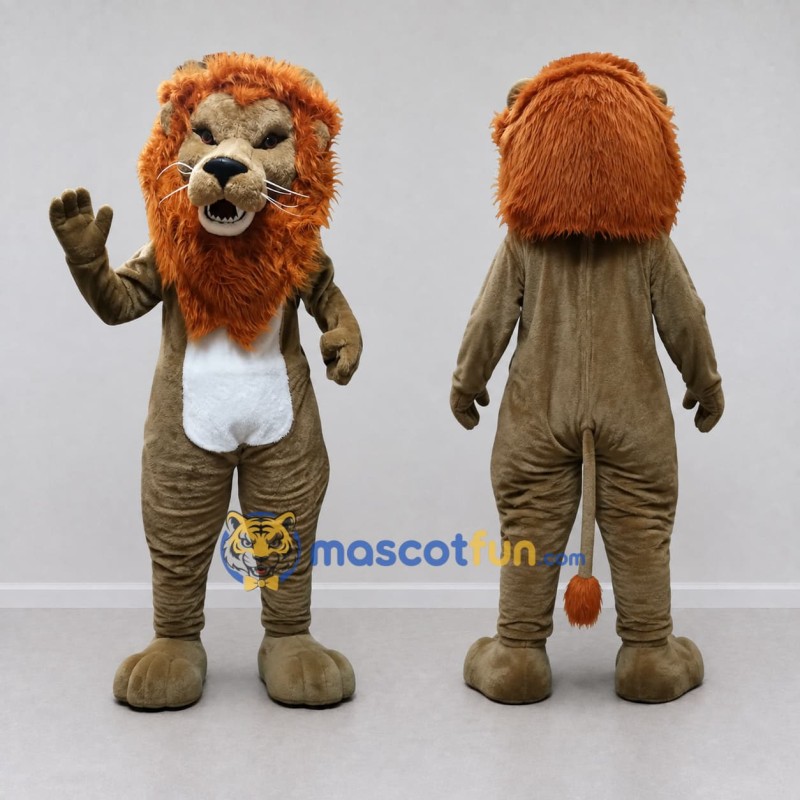 Custom Brown and Orange Lion Mascot Costume Adult Full Body Suit for Wildlife Events Custom Brown and Orange Lion Mascot Costume Adult Full Body Suit for Wildlife Events