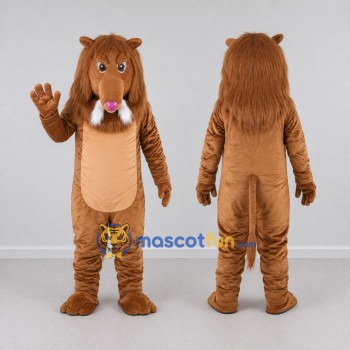 Custom Brown and Tan Lion Mascot Costume Adult Full Body Suit for Children's Events