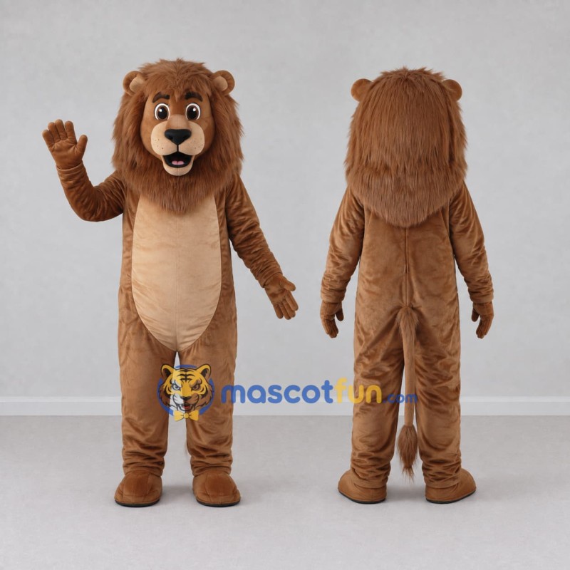 Custom Brown and Tan Lion Mascot Costume Adult Full Body Suit for Wildlife Events Custom Brown and Tan Lion Mascot Costume Adult Full Body Suit for Wildlife Events