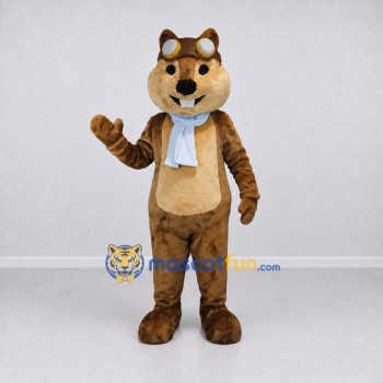 Custom Brown and Light Blue Aviator Squirrel Mascot Costume Adult Full Body Suit for Themed Events Custom Brown and Light Blue Aviator Squirrel Mascot Costume Adult Full Body Suit for Themed Events