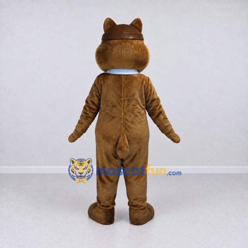 Custom Brown and Light Blue Aviator Squirrel Mascot Costume Adult Full Body Suit for Themed Events Custom Brown and Light Blue Aviator Squirrel Mascot Costume Adult Full Body Suit for Themed Events
