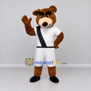 Custom Brown White and Black Bear Mascot Costume Adult Full Body Suit for Sports Events