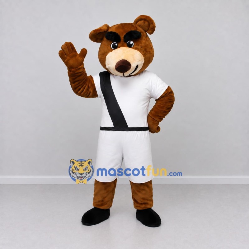 Custom Brown White and Black Bear Mascot Costume Adult Full Body Suit for Sports Events Custom Brown White and Black Bear Mascot Costume Adult Full Body Suit for Sports Events