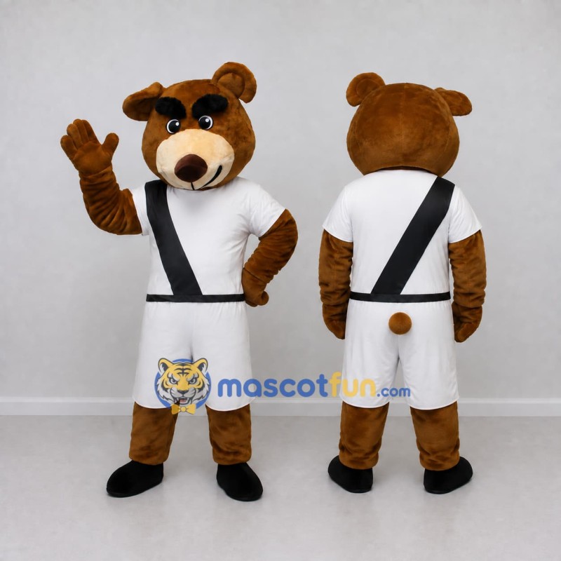 Custom Brown White and Black Bear Mascot Costume Adult Full Body Suit for Sports Events Custom Brown White and Black Bear Mascot Costume Adult Full Body Suit for Sports Events