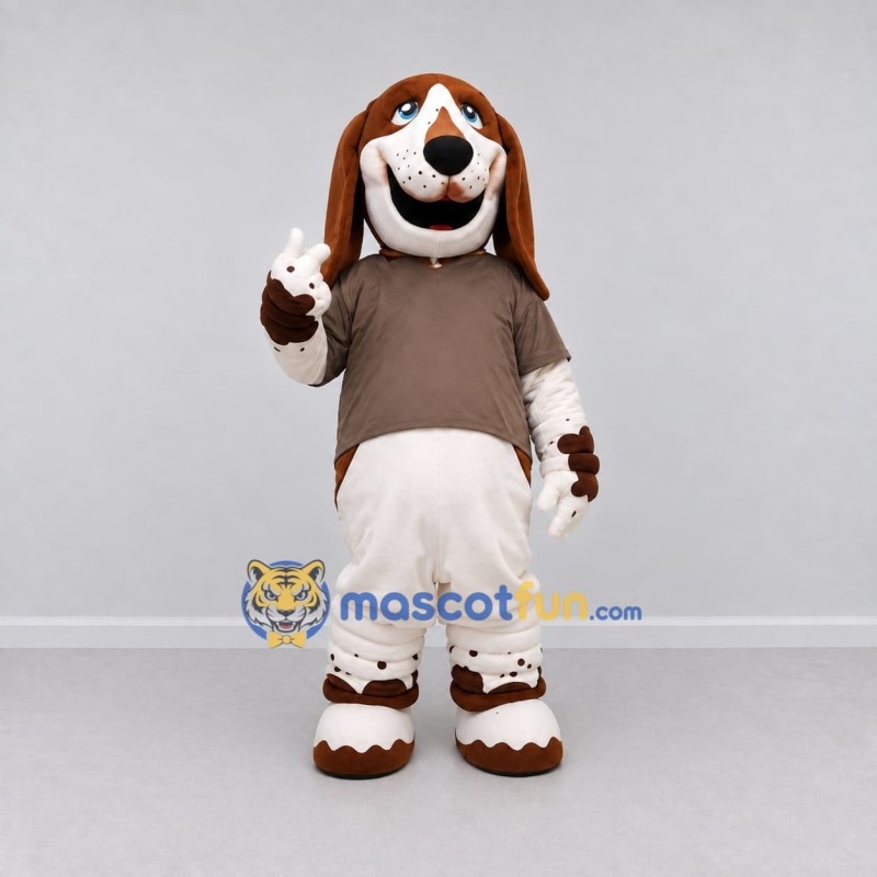 Custom Brown and White Dog Mascot Costume Adult Full Body Suit for Sports Events