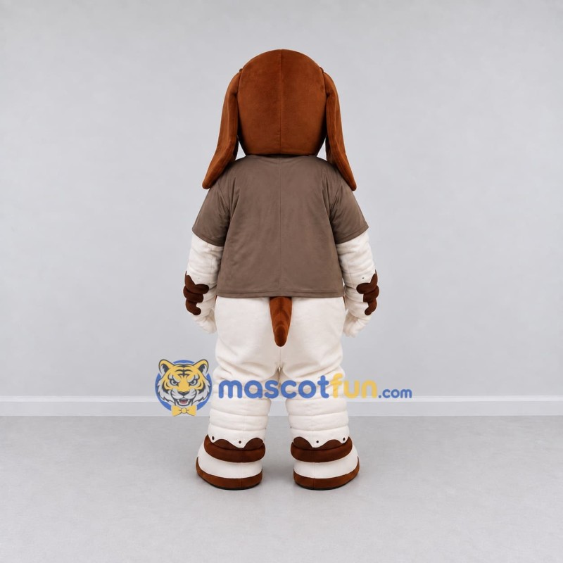 Custom Brown and White Dog Mascot Costume Adult Full Body Suit for Sports Events