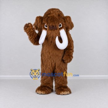 Custom Brown and White Mammoth Mascot Costume Adult Full Body Suit for Prehistoric Events Custom Brown and White Mammoth Mascot Costume Adult Full Body Suit for Prehistoric Events