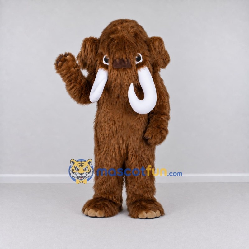 Custom Brown and White Mammoth Mascot Costume Adult Full Body Suit for Prehistoric Events Custom Brown and White Mammoth Mascot Costume Adult Full Body Suit for Prehistoric Events