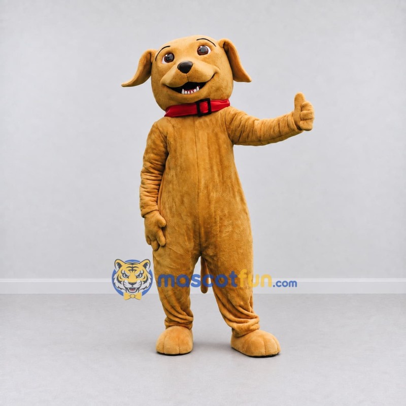 Custom Golden Brown and Red Dog Mascot Costume Adult Full Body Suit for Pet Events