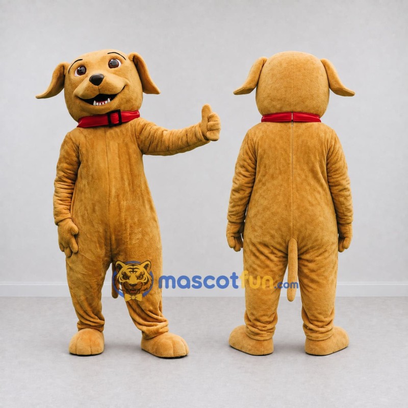 Custom Golden Brown and Red Dog Mascot Costume Adult Full Body Suit for Pet Events