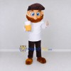 Custom White Brown and Black Bearded Man Mascot Costume Adult Full Body Suit for Beverage Festivals Custom White Brown and Black Bearded Man Mascot Costume Adult Full Body Suit for Beverage Festivals