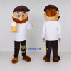 Custom White Brown and Black Bearded Man Mascot Costume Adult Full Body Suit for Beverage Festivals Custom White Brown and Black Bearded Man Mascot Costume Adult Full Body Suit for Beverage Festivals