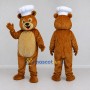 Custom Golden Brown and White Chef Bear Mascot Costume Adult Full Body Suit for Food Festivals