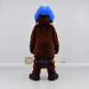 Custom Brown and Blue Helmeted Rodent Mascot Costume Adult Full Body Suit for Sports Events Custom Brown and Blue Helmeted Rodent Mascot Costume Adult Full Body Suit for Sports Events