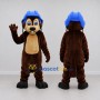 Custom Brown and Blue Helmeted Rodent Mascot Costume Adult Full Body Suit for Sports Events