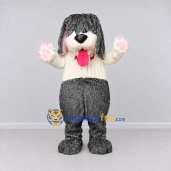 Custom Gray and White Shaggy Dog Mascot Costume Adult Full Body Suit for Pet Events Custom Gray and White Shaggy Dog Mascot Costume Adult Full Body Suit for Pet Events