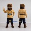Custom Tan Brown and Navy Blue Frontiersman Mascot Costume Adult Full Body Suit for Historical Events Custom Tan Brown and Navy Blue Frontiersman Mascot Costume Adult Full Body Suit for Historical Events