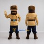 Custom Tan Brown and Navy Blue Frontiersman Mascot Costume Adult Full Body Suit for Historical Events